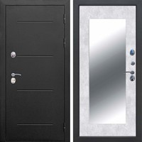Входная металлическая 11 см ISOTERMA Букле черный Бетон снежный Зеркало MAXI